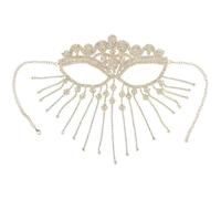 Zghhc Crystal Masquerade Mask for Women, Rhinestones Tassels Face Veil Women Prom Party Mask Fringed Headwear for Halloween Party Prom Costume Accessory