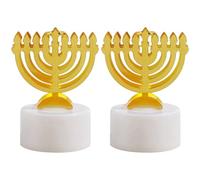 Zghhc Hanukkah Menorah, 2pcs Judaism Hanukkah Decor Led Candle Light, Battery-operated Chanukah Lights Candle Holder for Religious Prayer Party Decor
