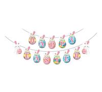 Zghhc Happy Easter Banner, Spring Easter Bunting Banner Easter Decorations Easter Egg Bunny Bunting Garland Decorations for Home Easter Party Supplies
