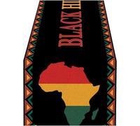 Zghhc Linen Black History Month Table Runner African American Party Dining Room Kitchen Table Indoor Outdoor Decoration