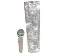 Zghhc Microphone Handle Sleeve Rhinestone Mic Handle Cover Protector Replacement for Wedding Valentine Xmas Party Bar Show