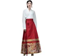 Zghhc Ming Dynasty Mamian Skirt Women Chinese Style Horse Face Skirt and White Set Elegant Retro Chinese Hanfu Cosplay Costume