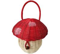 Zghhc Rattan Mushroom Shape Storage Basket Mushroom Woven Rattan Tote Bag Handle Basket Handbag for Children Girl