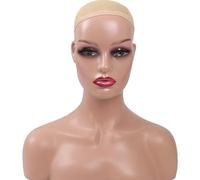 Zghhc Realistic Female Mannequin Head with Shoulders African Wig Display Model Bust Head for Hat Glasses Wigs Display