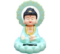 Zghhc Solar Buddha Statue Nodding Buddha Figure Decorative Buddha Car Interior Mascot Feng Shui Decor for Buddha Enthusiasts