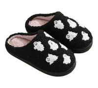 Zghhc Women's Fluffy Slippers Winter, Halloween Funny Slipper Ghost Scary Slipper Plush Memory Foam Slippers, Comfy Warm House Slippers for Women