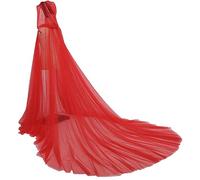 Zghhc Women's Long Wedding Cape Hooded Cloak for Bride Soft Mesh Bridal Cape Wedding Hooded for Bride Wedding Accessories