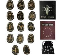 Zghhc Wood Runes Stone Set Witches Rune Set 14 Pcs Engraved Rune Symbol for Divination