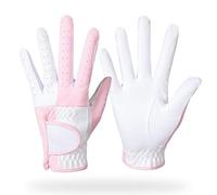 ZGHNASHUN Golf Glove Women's Golf Tennis Gloves Non-slip Breathable Microfiber Pink Blue Fashion Ladies One Pair(Pink.,21)