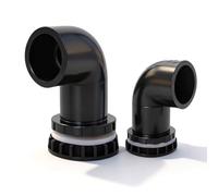 ZGHQHCDRH 2 Pcs Grey-black UPVC Plastic Fish Tank Elbow Connector ID 20mm 25 32 40 50mm Aquarium Drainage Adapter Fitting(25mm)