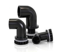 ZGHQHCDRH 2 Pcs PVC Plastic Aquarium Up-and-down Drainage Elbow Connector, Fish Tank Joint Adapter 20/25/32/40/50mm - Gray-black(32mm)