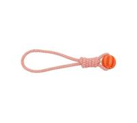 ZGHQHCDRH 2-piece dog plaything set: Tug-of-war treat-dispensing ball, interactive, chewable, teeth-cleaning, dog chew rope, for medium to large breeds(Orange)
