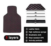 ZGHQHCDRH 4pcs Custom Leather Car Floor Mats, For Mazda CX-80 2024- Car Mat All Weather Car Waterproof Non Slip Carpet Mat Protection Accessories,E/Black Red