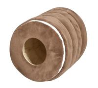ZGHQHCDRH 50cm tunnel-style fully enclosed round small pet bed, removable, washable, and warm.(Camel)