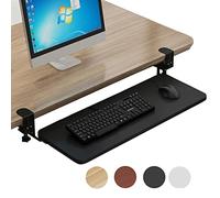 ZGHQHCDRH 750x250mm Under Desk Pull Out Platform Clamp On/No Drilling Installation Storage Shelves for Home Office Ergonomic Design(Walnut,650 * 250 mm (26 * 10 Inch))