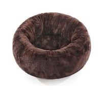 ZGHQHCDRH A ring-shaped pet bed with soft, short plush material that is warm, suitable for all seasons, and removable for easy cleaning.(White+Brown,M)