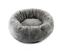 ZGHQHCDRH A ring-shaped pet bed with soft, short plush material that is warm, suitable for all seasons, and removable for easy cleaning.(Grey,S)