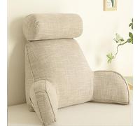 ZGHQHCDRH bed back support, Ergonomic Lumbar Support Cushion,With Detachable Neck,Back Support Cushion With Arm Support Gaming,Reading,With Washable Covers(Light Hemp,60x45x20 cm)