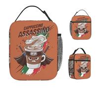 ZGHQHCDRH Cappuccino Assassino Italian Brainrot Lunch Bag Girls Graphic Lunch Box Kawaii Outdoor Picnic Cooler Bag Portable Lunch Bags