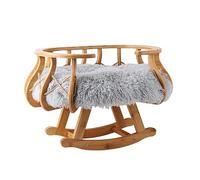 ZGHQHCDRH Cat bed, Solid wood pet cat swing bed, cradle with plush mat, Cat Furniture Gift for Your Small to Medium Size and Dog