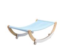 ZGHQHCDRH Cat bed, Wooden pet cat swing bed, Indoor hanging and floor standing multifunctional hammock furniture(Blue)