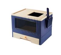 ZGHQHCDRH Cat Litter Tray, Top Entry Box with Lid,Anti-Splashing Foldable(Parent,Gris)
