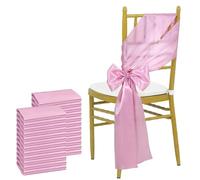 ZGHQHCDRH Chair sashes, 24pcs 17x275cm Sky Blue Satin Chair Sashes Bows Chair Cover Ribbons for Wedding Banquet Party Event(Dark Pink)