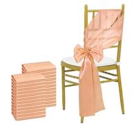 ZGHQHCDRH Chair sashes, 24pcs 17x275cm Sky Blue Satin Chair Sashes Bows Chair Cover Ribbons for Wedding Banquet Party Event(Champagne Pink)