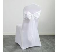 ZGHQHCDRH Chair sashes, 24pcs 17x275cm Sky Blue Satin Chair Sashes Bows Chair Cover Ribbons for Wedding Banquet Party Event(White)