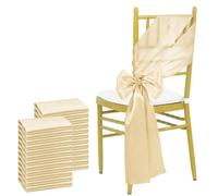 ZGHQHCDRH Chair sashes, Sage Green 24pcs 17x275cm Satin Chair Sashes Bows Chair Cover Ribbons for Wedding Banquet Party Event Decorations(Beige)