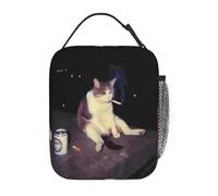 ZGHQHCDRH Cigarette Kitten Funny Smoking Cat Meme Accessories Insulated Lunch Bag for School Food Box Portable Thermal Cooler Bento Box