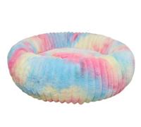ZGHQHCDRH Circular wrap-around warm pet pad, rabbit plush, non-slip, easy to clean, suitable for all seasons.(Colorful,70cm)