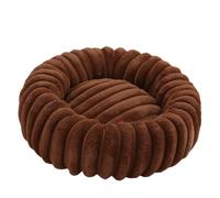 ZGHQHCDRH Circular wrap-around warm pet pad, rabbit plush, non-slip, easy to clean, suitable for all seasons.(Coffee,M)