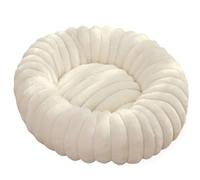 ZGHQHCDRH Circular wrap-around warm pet pad, rabbit plush, non-slip, easy to clean, suitable for all seasons.(White,XS)