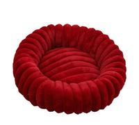 ZGHQHCDRH Circular wrap-around warm pet pad, rabbit plush, non-slip, easy to clean, suitable for all seasons.(Red,L)
