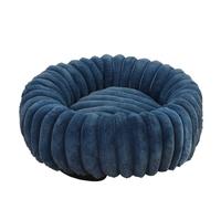 ZGHQHCDRH Circular wrap-around warm pet pad, rabbit plush, non-slip, easy to clean, suitable for all seasons.(Navy blue,M)