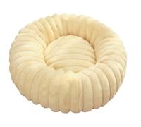 ZGHQHCDRH Circular wrap-around warm pet pad, rabbit plush, non-slip, easy to clean, suitable for all seasons.(Beige,M)
