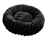 ZGHQHCDRH Circular wrap-around warm pet pad, rabbit plush, non-slip, easy to clean, suitable for all seasons.(Black,S)