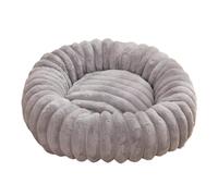 ZGHQHCDRH Circular wrap-around warm pet pad, rabbit plush, non-slip, easy to clean, suitable for all seasons.(Grey,XS)