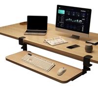 ZGHQHCDRH Clamp-On Desk Extension, Pull-out Keyboard Mouses Storage Drawers Holder, Support Arm, Relieve Fatigue(Wood,65 * 24cm(26 * 9.5in))