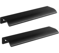 ZGHQHCDRH Concealed Door Handles, Aluminum Alloy Cupboard Concealed Handles Cabinet Handle Finger Edge Pull Drawer Furniture Knobs Black 2 Pieces(Hole Distance 96mm)