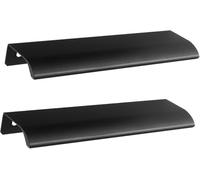 ZGHQHCDRH Concealed Door Handles, Aluminum Alloy Door Knobs Wardrobe Kitchen Handle Finger Edge Pull Concealed Handles Cabinet Black 2 Pieces(Overall Length 1200mm)