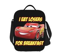 ZGHQHCDRH Custom Cartoon Lightning McQueen Cars Insulated Lunch Bags for Women Portable Thermal Cooler Food Lunch Box Kids School Children