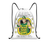 ZGHQHCDRH Custom WWE John Cena Drawstring Backpack Bags Men Women Lightweight Never Give Up Gym Sports Sackpack Sacks for Shopping