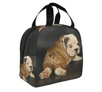 ZGHQHCDRH Cute English Bulldog Lunch Bag Portable Insulated Thermal Cooler British Dog Lunch Tote for Women Children School Food Bento Box