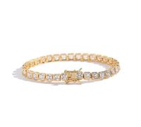 ZGHQHCDRH Diamond bracelet, Sparkling 4 * 4MM Tennis Bracelets for Women 18K Gold Plated Classic Simulated Diamond Bracelet Square CZ Bracelets for Women Wedding Bridal Prom Jewelry Bracelets(7 Inch)