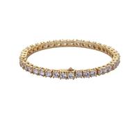 ZGHQHCDRH Diamond bracelet, Tennis Bracelets for Women Classic Round Cut 18K Gold Plated Bracelets for Women Wedding Bridal Prom Jewelry Bracelets(Gold,5 mm)
