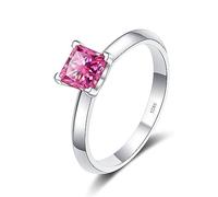 ZGHQHCDRH Diamond ring, 2ct Princess Cut D Color VVS1 White/Green/Pink Diamond Ring Moissanite Engagement Anniversary Promise Wedding Rings for Women with Certificate(Pink,7)
