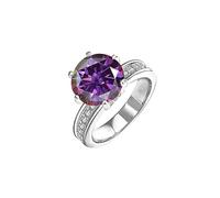 ZGHQHCDRH Diamond ring, 5ct Moissanite Wedding Bands for Women Round Cut D Color VVS1 Diamond Ring Green/Yellow/Pink Moissanite Engagement Rings with Certificate(Purple,10)