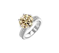 ZGHQHCDRH Diamond ring, 5ct Moissanite Wedding Bands for Women Round Cut D Color VVS1 Diamond Ring Green/Yellow/Pink Moissanite Engagement Rings with Certificate(Light Yellow,8)